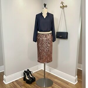 Sequin Skirt NWT Party Holiday Small Rose Gold Pencil Skirt